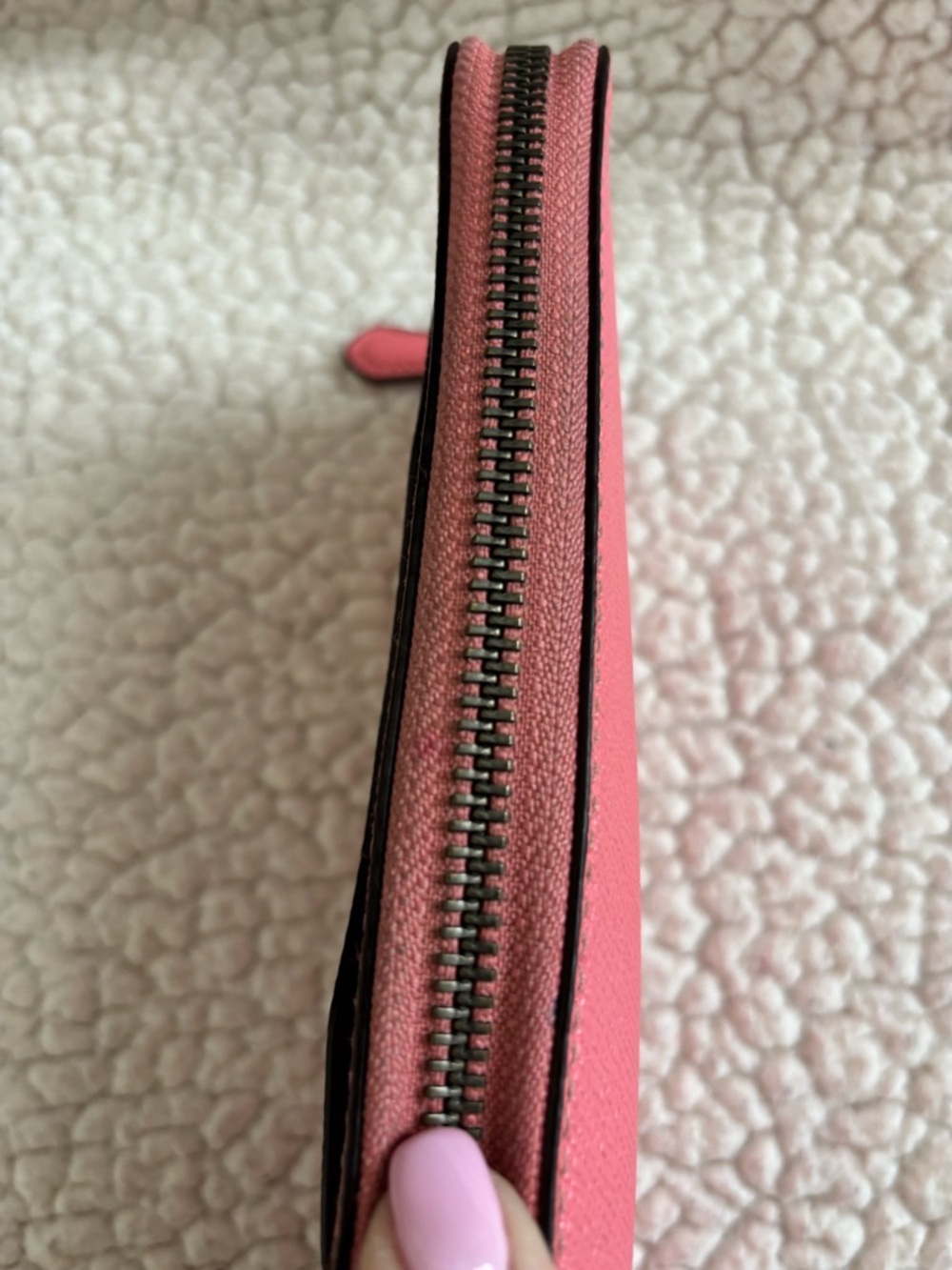 COACH Hot Neon Pink Lemonade Leather Zip Wallet - Picture 6 of 14